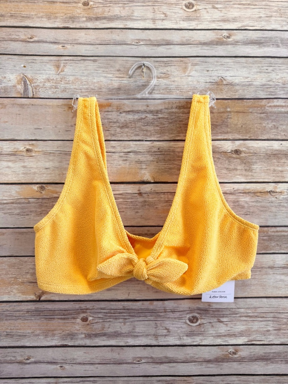 & Other Stories Bikini Top Women’s Size 12 Yellow Textured Crepe Knot Tie NWT